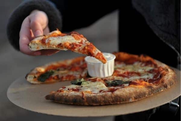 Photo of a pizza made by Marvellous Medicine, one of the Winter Glow street food vendors.