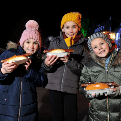 Children enjoying their delicious street food.