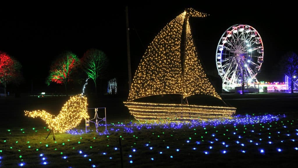 The illuminated light trail at the Winter Glow 2022 Christmas experience.