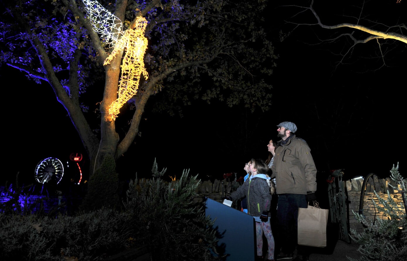 Saundersfoot Christmas light switch on illuminates village